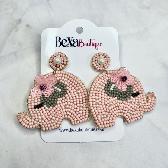 Pink Elephant Earrings - Picture 2 of 3